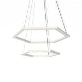 LUMICOM - MAZE Suspension piramide, STRIP LED, 76W/m, 3000K, métal, blanc, 60cm - 40cm