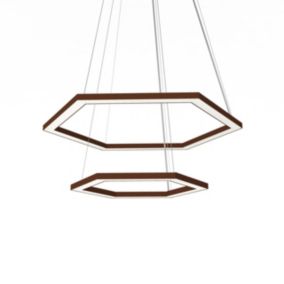 LUMICOM - MAZE Suspension piramide, STRIP LED, 76W/m, 3000K, métal, corten, 60cm  - 40cm