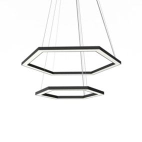 LUMICOM - MAZE Suspension piramide, STRIP LED, 76W/m, 4000K, métal, noir, 60cm - 40cm