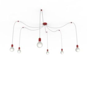 LUMICOM - MEDUSA Suspension, 6X E27, max 42W, métal, rouge brillant, H.6cm