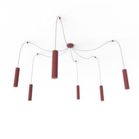 LUMICOM - MEDUSA Suspension, 6X GU10, max 33W, métal, rouge cowhide, D.6cm