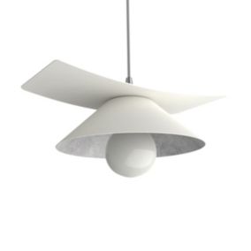 LUMICOM - MILLER Suspension, 1X E27, max 42W, métal, blanc mat/feuille argent, D.25cm