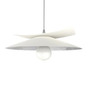 LUMICOM - MILLER Suspension, 1X E27, max 42W, métal, blanc mat/feuille argent, D.40cm