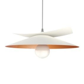 LUMICOM - MILLER Suspension, 1X E27, max 42W, métal, blanc mat/feuille cuivre, D.40cm