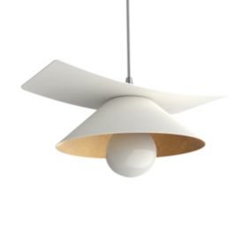 LUMICOM - MILLER Suspension, 1X E27, max 42W, métal, blanc mat/feuille d'or, D.25cm