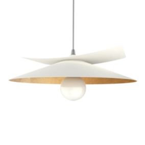 LUMICOM - MILLER Suspension, 1X E27, max 42W, métal, blanc mat/feuille d'or, D.40cm