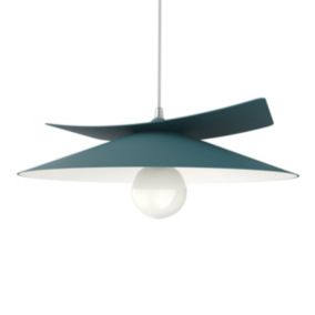 LUMICOM - MILLER Suspension, 1X E27, max 42W, métal, bleu méditerranéen/blanc, D.40cm