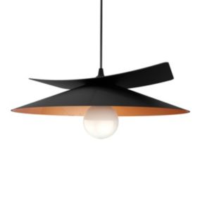 LUMICOM - MILLER Suspension, 1X E27, max 42W, métal, noir mat/feuille cuivre, D.40cm