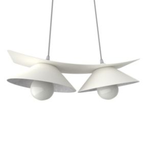 LUMICOM - MILLER Suspension, 2X E27, max 42W, métal, blanc mat/feuille argent, L.27cm