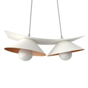 LUMICOM - MILLER Suspension, 2X E27, max 42W, métal, blanc mat/feuille cuivre, L.27cm