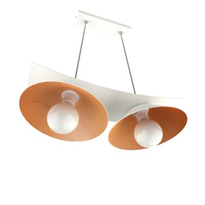 LUMICOM - MILLER Suspension, 2X E27, max 42W, métal, blanc mat/feuille cuivre, L.27cm