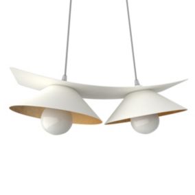 LUMICOM - MILLER Suspension, 2X E27, max 42W, métal, blanc mat/feuille d'or, L.27cm