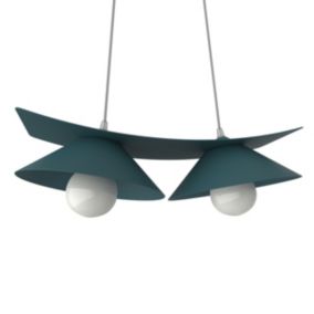 LUMICOM - MILLER Suspension, 2X E27, max 42W, métal, bleu méditerranéen, L.27cm