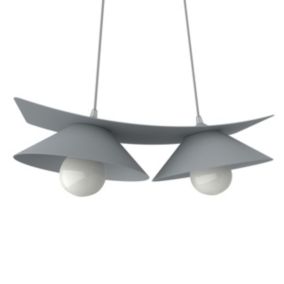 LUMICOM - MILLER Suspension, 2X E27, max 42W, métal, gris, L.27cm