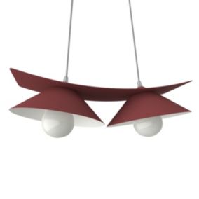 LUMICOM - MILLER Suspension, 2X E27, max 42W, métal, rouge cowhide/blanc, L.27cm