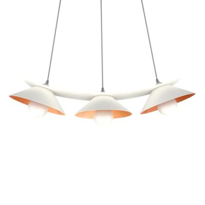 LUMICOM - MILLER Suspension, 3X E27, max 42W, métal, blanc mat/feuille cuivre, L.70cm