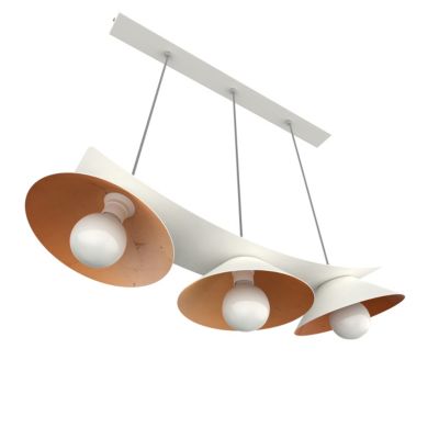 LUMICOM - MILLER Suspension, 3X E27, max 42W, métal, blanc mat/feuille cuivre, L.70cm
