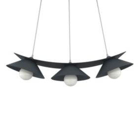 LUMICOM - MILLER Suspension, 3X E27, max 42W, métal, gris anthracite, L.70cm