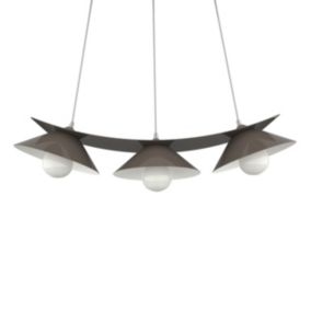 LUMICOM - MILLER Suspension, 3X E27, max 42W, métal, gris /blanc, L.70cm