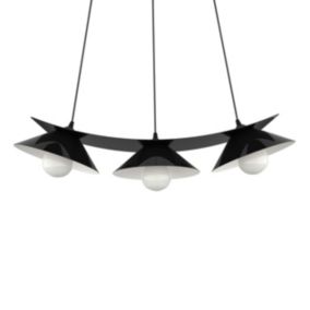 LUMICOM - MILLER Suspension, 3X E27, max 42W, métal, noir brillant/blanc, L.70cm