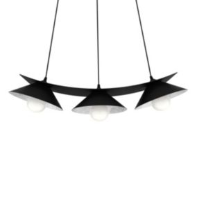 LUMICOM - MILLER Suspension, 3X E27, max 42W, métal, noir mat/feuille argent, L.70cm