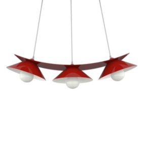 LUMICOM - MILLER Suspension, 3X E27, max 42W, métal, rouge brillant/blanc, L.70cm