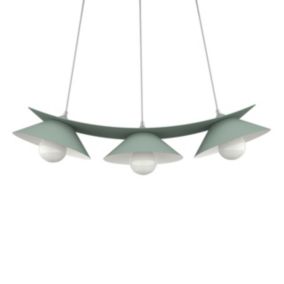 LUMICOM - MILLER Suspension, 3X E27, max 42W, métal, vert iceberg/blanc, L.70cm