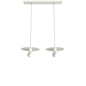 LUMICOM - NINA BINARIO Suspension, 2XE27, max 42W, métal, blanc brillant, D.30cm