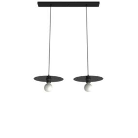 LUMICOM - NINA BINARIO Suspension, 2XE27, max 42W, métal, noir brillant, D.30cm