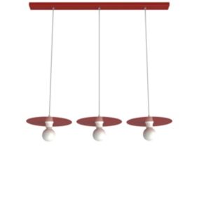 LUMICOM - NINA BINARIO Suspension, 3XE27, max 42W, métal, rouge brillant, D.30cm