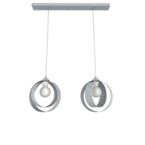 LUMICOM- NUCLEO BINARIO Suspension, 2XE27, max 42W, métal, gris , D.25cm