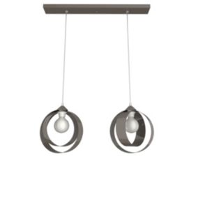 LUMICOM - NUCLEO BINARIO Suspension, 2XE27, max 42W, métal, gris tourterelle brillant, D.25cm