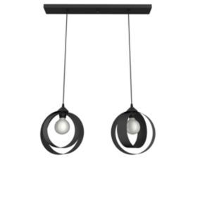 LUMICOM - NUCLEO BINARIO Suspension, 2XE27, max 42W, métal, noir mat, D.25cm