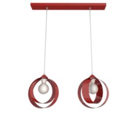 LUMICOM - NUCLEO BINARIO Suspension, 2XE27, max 42W, métal, rouge brillant, D.25cm