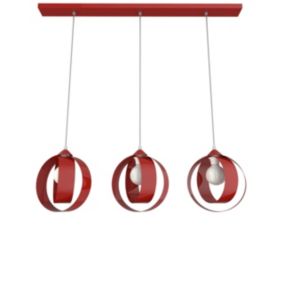 LUMICOM - NUCLEO BINARIO Suspension, 3XE27, max 42W, metallo, rouge brillant, D.25cm