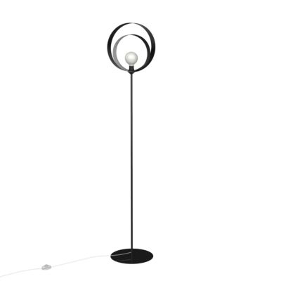 LUMICOM - NUCLEO Lampadaire, 1X E27, max 42W, métal, noir/feuille d'argent, D.40cm H.170cm