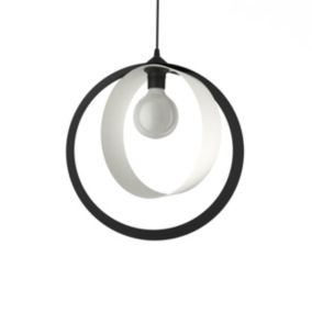 LUMICOM - NUCLEO Suspension, 1X E27, max 42W, métal, noir mat/blanc mat, D.40cm