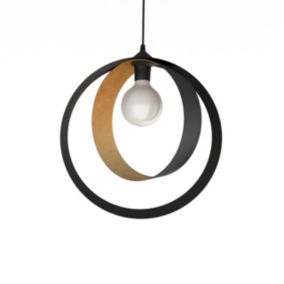 LUMICOM - NUCLEO Suspension, 1X E27, max 42W, métal, noir mat/feuille d'or, D.40cm