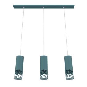 LUMICOM - ORGANIC Suspension, 3X E27, max 42W, métal, bleu méditerranèen, H30cm