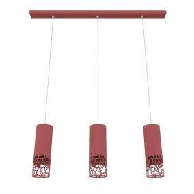 LUMICOM - ORGANIC Suspension, 3X E27, max 42W, métal, rouge cowhide, H30cm