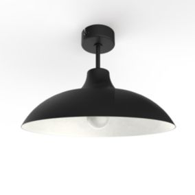 LUMICOM - PARIGINA Plafonnier, 1X E27, max 42W, métal, noir mat/blanc, D.30cm