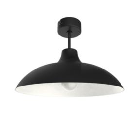 LUMICOM - PARIGINA Plafonnier, 1X E27, max 42W, métal, noir mat/blanc, D.40cm