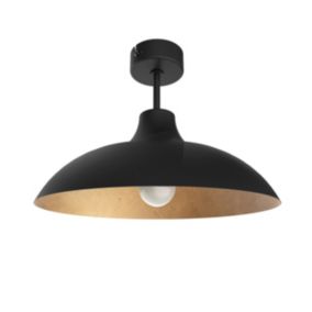 LUMICOM - PARIGINA Plafonnier, 1X E27, max 42W, métal, noir mat/feuille d'or, D.40cm