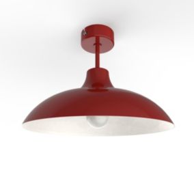 LUMICOM - PARIGINA Plafonnier, 1X E27, max 42W, métal, rouge brillant/blanc, D.30cm