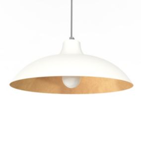 LUMICOM - PARIGINA Suspension, 1X E27, max 42W, métal, blanc mat/feuille d'or, D.40cm