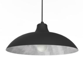 LUMICOM - PARIGINA Suspension, 1X E27, max 42W, métal, noir mat/feuille argent, D.30cm