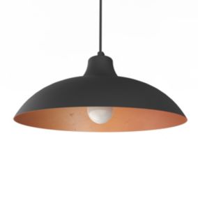 LUMICOM - PARIGINA Suspension, 1X E27, max 42W, métal, noir mat/feuille cuivre, D.30cm