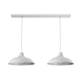 LUMICOM - PARIGINA TRACK Suspension, 2X E27, max 42W, métal, blanc mat/feuille argent, D.30cm L.70cm