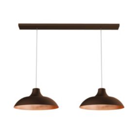 LUMICOM - PARIGINA TRACK Suspension, 2X E27, max 42W, métal, marron corten/feuille cuivre, D.30cm L.70cm