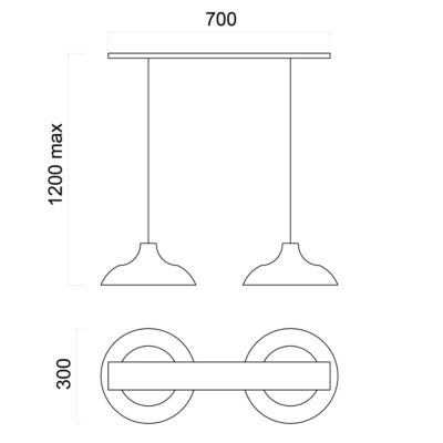 LUMICOM - PARIGINA TRACK Suspension, 2X E27, max 42W, métal, noir mat, D.30cm L.70cm